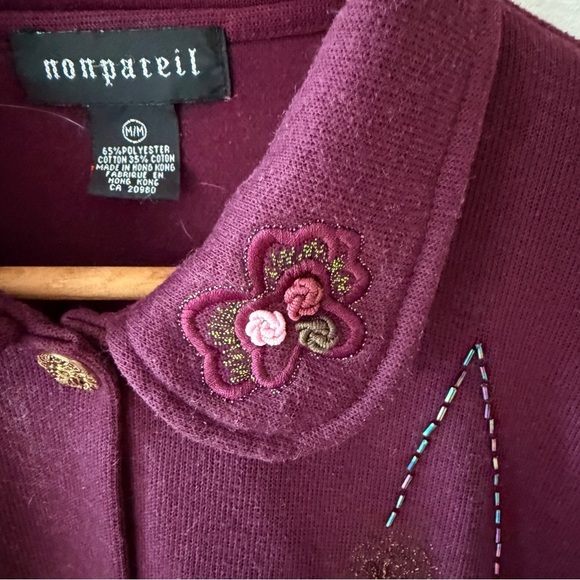 Vintage Embroidered Purple Cardigan with Beading - Picture 2 of 8